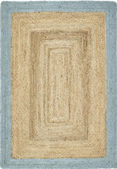 Bordered Duck Egg Blue Jute Rug