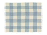 Pastel Block Check Merino Lambswool Throw - Aqua