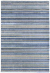 Fine Stripes Blue Wool Rug