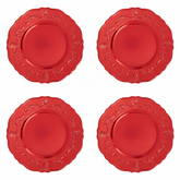 Set of Four 33cm Dia Red Finish Baroque Charger Plates