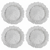Set of Four 33cm Dia Silver Finish Reef Charger Plates