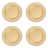 Set of Four 33cm Dia Gold Finish Pebble Effect Charger Plates
