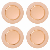 Set of Four 33cm Dia Rose Gold Pebble Effect Charger Plates