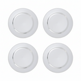 Set of Four 33cm Dia Silver Finish Dotted Charger Plates