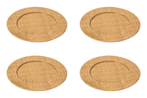 Set of Four 33cm Dia Pandanus Natural Charger Plates