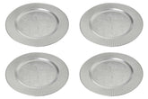 Set of Four 33cm Dia Redbud Silver Charger Plates
