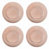 Set of Four 33cm Dia Rose Gold Crocodile Effect Charger Plates