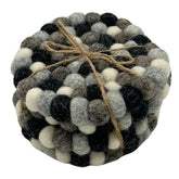 Round Felt Ball Coasters | Multi Grey | Set of 4