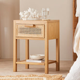 Bali Rattan Bedside Table with 1 Drawer