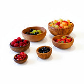 Handmade Olive Wood Bowl Set of 6 | Graduated Nesting Fruit Snack & Serving Bowls | Beautiful Natural Grain | Sizes 8–18 cm
