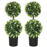 HOMCOM Set of 2 Potted Artificial Plants with Lavender Flowers