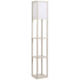 HOMCOM 3-Tier Floor Lamp, Floor Light with Storage Shelf, Reading Standing Lamp with Acrylic Shade for Living Room, Bedroom, Kitchen, Dining Room, Office, Dorm, 160cm, Oak