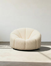 Celine Pumpkin Round Armchair, White Boucle