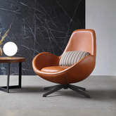 Classical Snail Armchair, Brown Leather