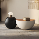 Cleo Coffee Table Set, Black & White, Glass Top