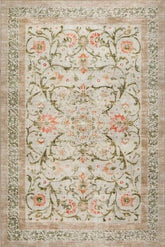 Eco-Washable Beige Rug Flowers Design
