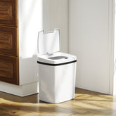 HOMCOM 15L Sensor Bin, Automatic Touchless Kitchen Bin, Easy Clean, Battery Operated for Home Office, Bedroom, Bathroom, White