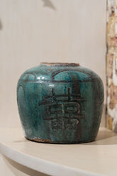 Old Turquoise Asian Pot No 2