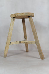 Vintage Rustic Round Stool - Elm wood - 48.2