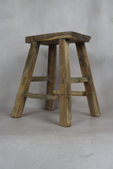 Vintage Rustic Stool - Elm wood - 18.2