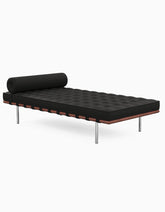 Barcelona Style Daybed, Black Leather, Wood Frame| DC Concept