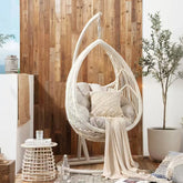 Dominic Rattan Garden Hanging Egg Chair with Stand, Indoor/ Outdoor Use