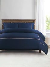 Luxury Cotton Brand Stripe Duvet Set Navy Iris
