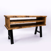 Handmade Rustic TV Stand with Black Metal Legs