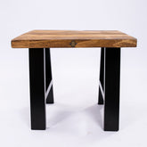 Handmade Solid Wooden Stool with Steel Legs