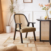 Hellen Rattan Dining Chair, Ash Wood & Cotton Linen