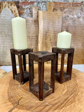 Rustic Wooden Candle Holder / Church Candle / Reclaimed Farmhouse Decor /Square