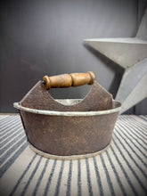 Vintage Small Metal Tray / Plant Pot Herb Planter / Metal Bucket Carry Caddie (B)