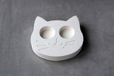 WHITE CONCRETE CAT-FACE TEALIGHT HOLDER