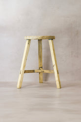 Vintage Rustic Elm Wood Stool - Round - No 51