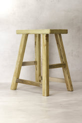 Vintage Rustic Elm Wood Stool - Medium - No 69