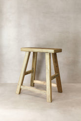 Vintage Rustic Elm Wood Stool - Medium - No 73