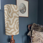 Ecru Wiggle Lampshade | Extra Tall Cylinder Ceiling Light Shade | Bespoke Handmade UK