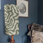 Green Wiggle Lampshade | Extra Tall Cylinder Ceiling Light Shade | Bespoke Handmade UK