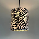 Zebra cotton drum lampshade/ ceiling shade with a white lining