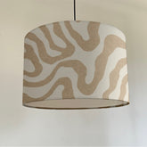Ecru Wiggle drum lampshade /ceiling shade with a white lining