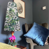 White flowers velvet cone lampshade, extra tall lampshade