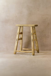 Vintage Rustic Elm Wood Stool - Medium - No 46