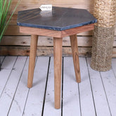 Siangra Hexagon Black Marble Side Table