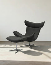 IMOLA style Chair with Stool In Black Premium Leather