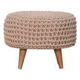 Artisan Furniture Solid Mango Wood Keeva Beige Oblong Footstool