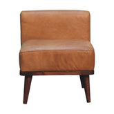 Tan Buffalo Backrest Footstool | Chestnut Solid Mango Wood