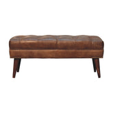 Harbour Brown Leather Bench | Chestnut