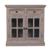 Stone Finish Cabinet with Glazed Doors Chest of Drawers