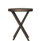 Metallic Rope Side Table Accent Piece | Iron & Mango Wood