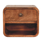 Mini Honey Caramel Wall Mounted Bedside with Open Slot Bedside | Mango Wood